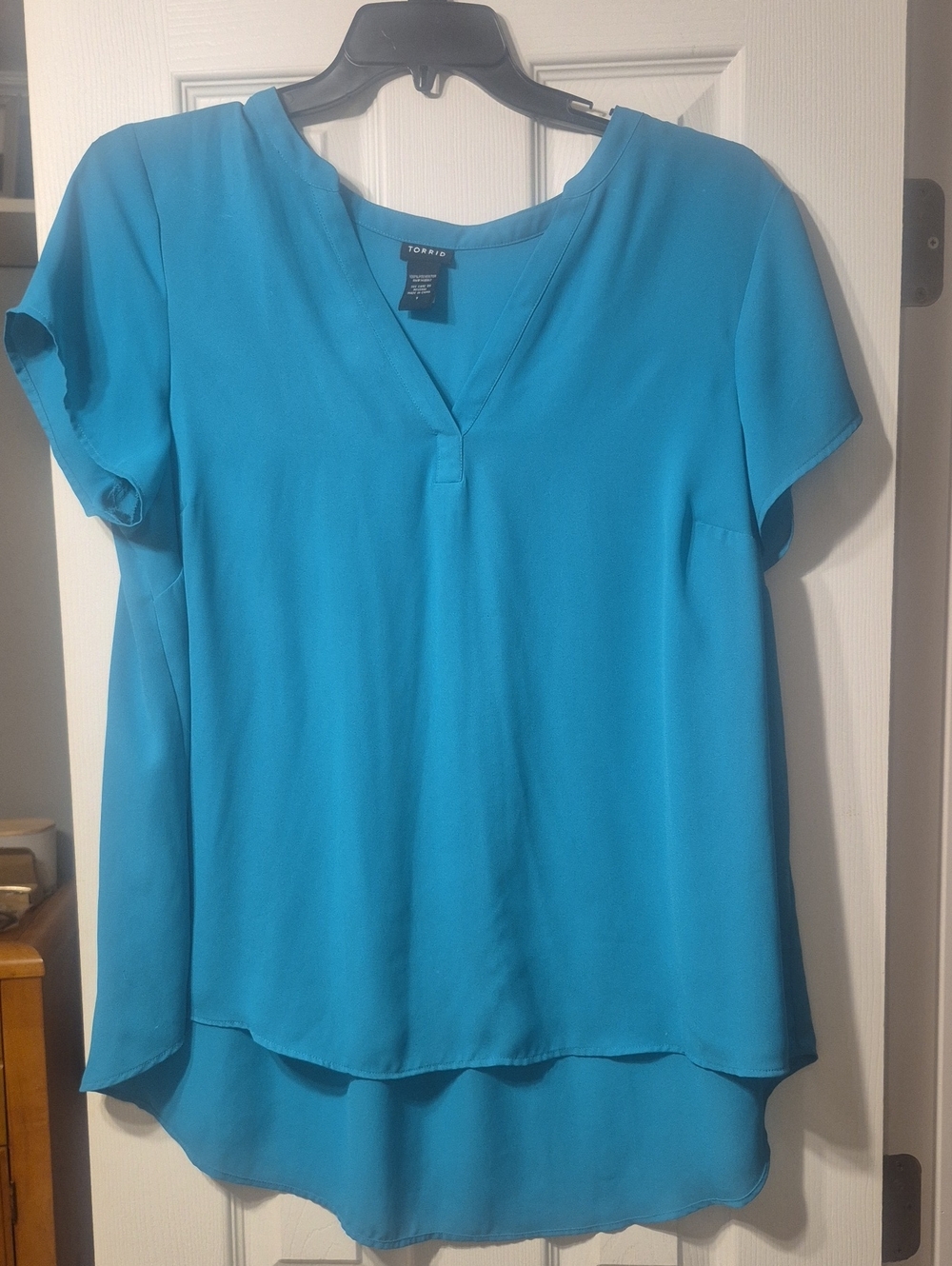 torrid Bright Teal Short Sleeve V-Neck Tunic